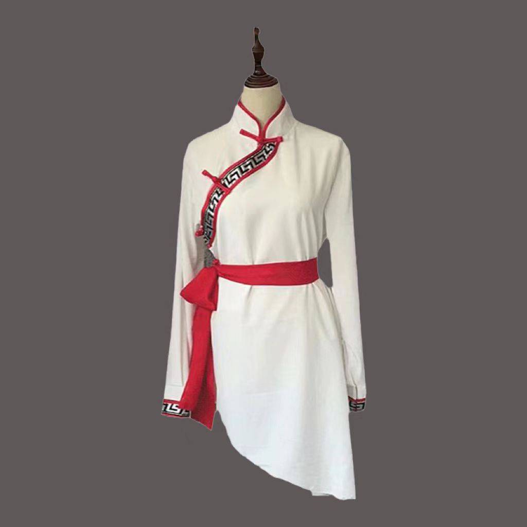 White full set (clothing + belt + pants + shoe set)